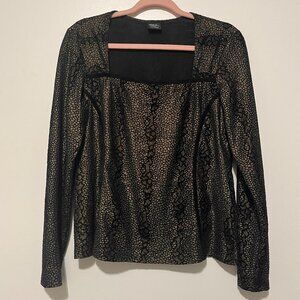 Womens Burnout Velvet Square Neck Metallic Top L Whimsigoth Rave Club Baddie Y2K